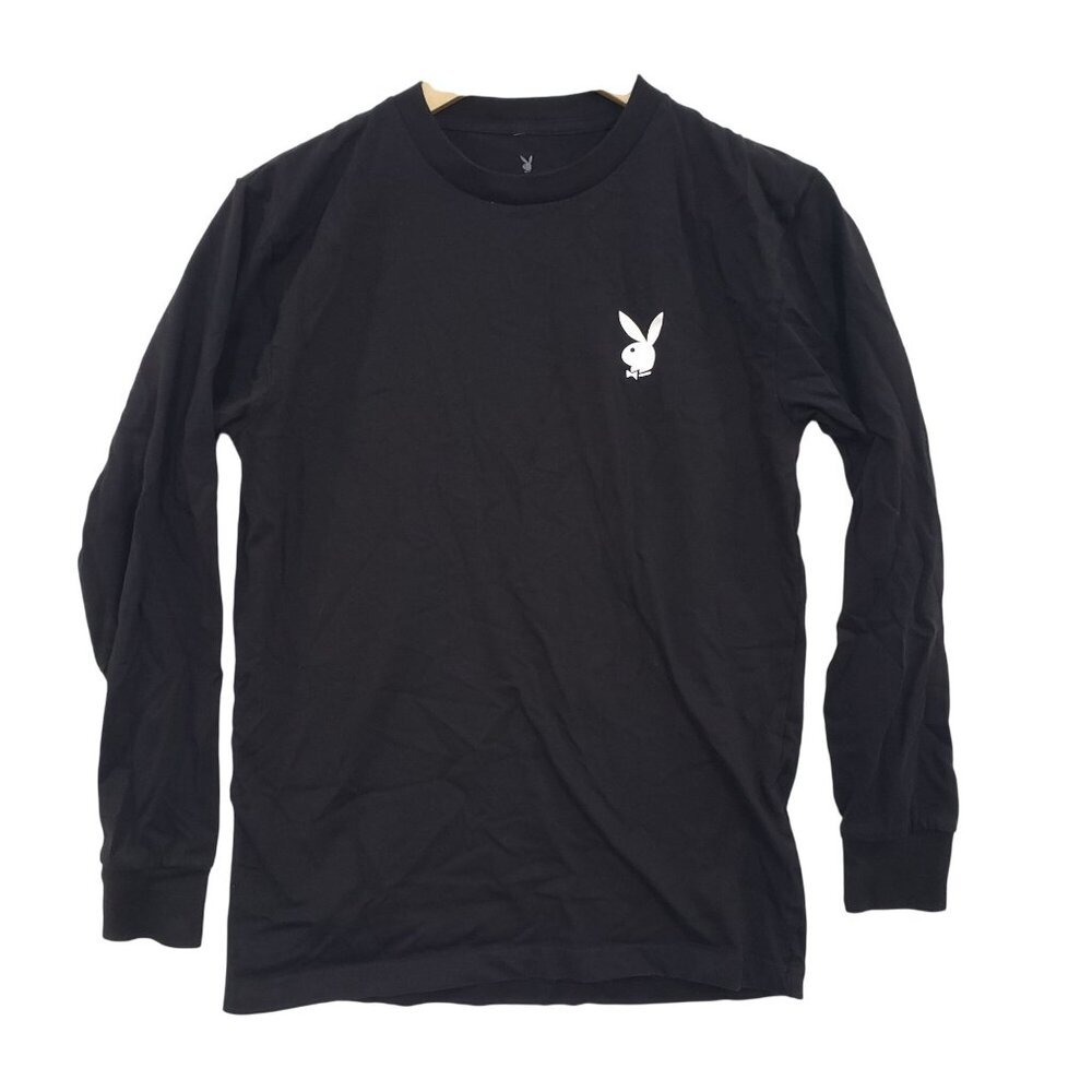 Playboy Black Long Sleeve Shirt Size S Bunny Logo Cotton Casual‎ Everyday
